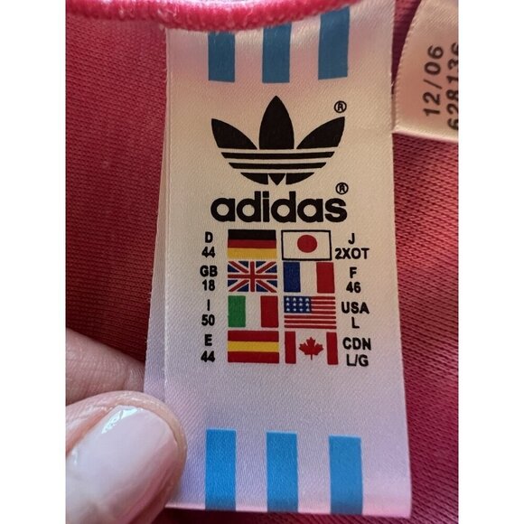 Adidas Y2K orange pink retro athleisure track jacket sz L streetwear 3 stripes - Picture 6 of 11